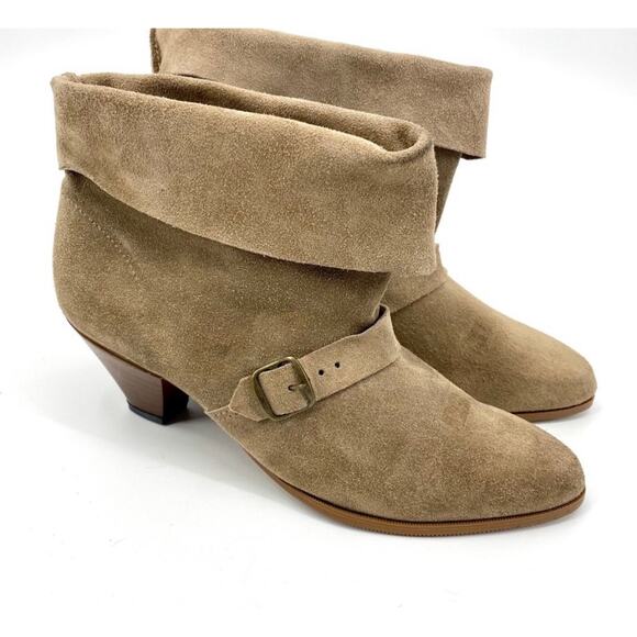 Slouchy Suede Ankle Boots with Low Cone Heel - Picture 2 of 10